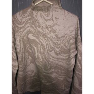 Christian Siriano Tan Marble Swirl Mock Turtleneck Sweater Minimalist Office M